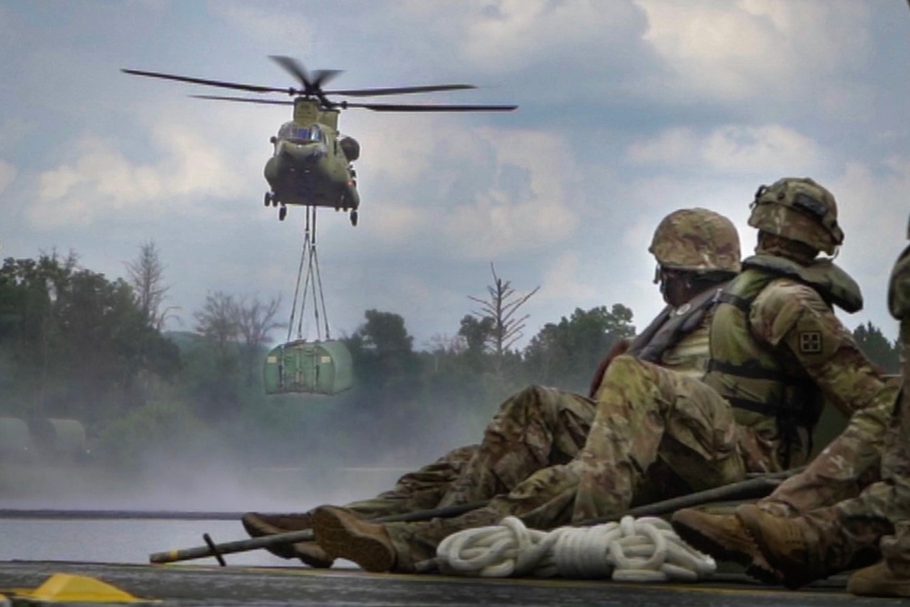 363rd Engineer Battalion Brace On A Floating Bridge Bay