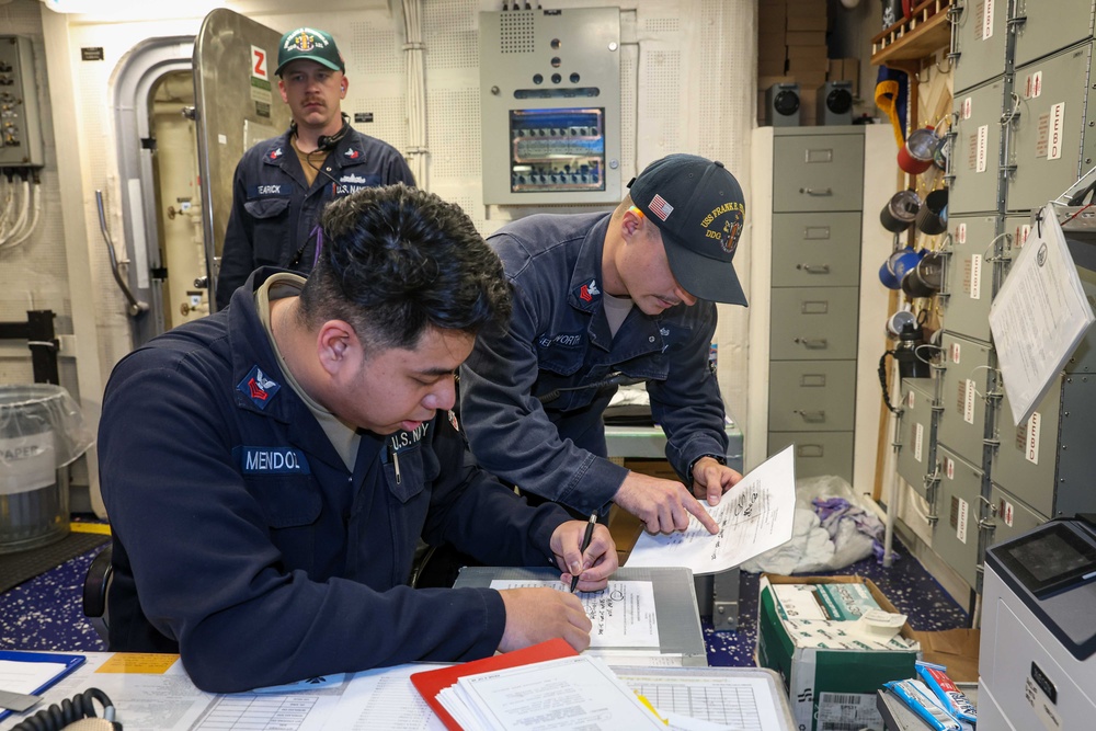 Frank E. Petersen Jr. conducts damage control exercise