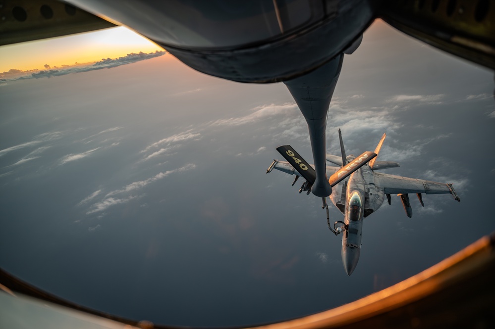 Refueling Super Hornets over U.S. CENTCOM