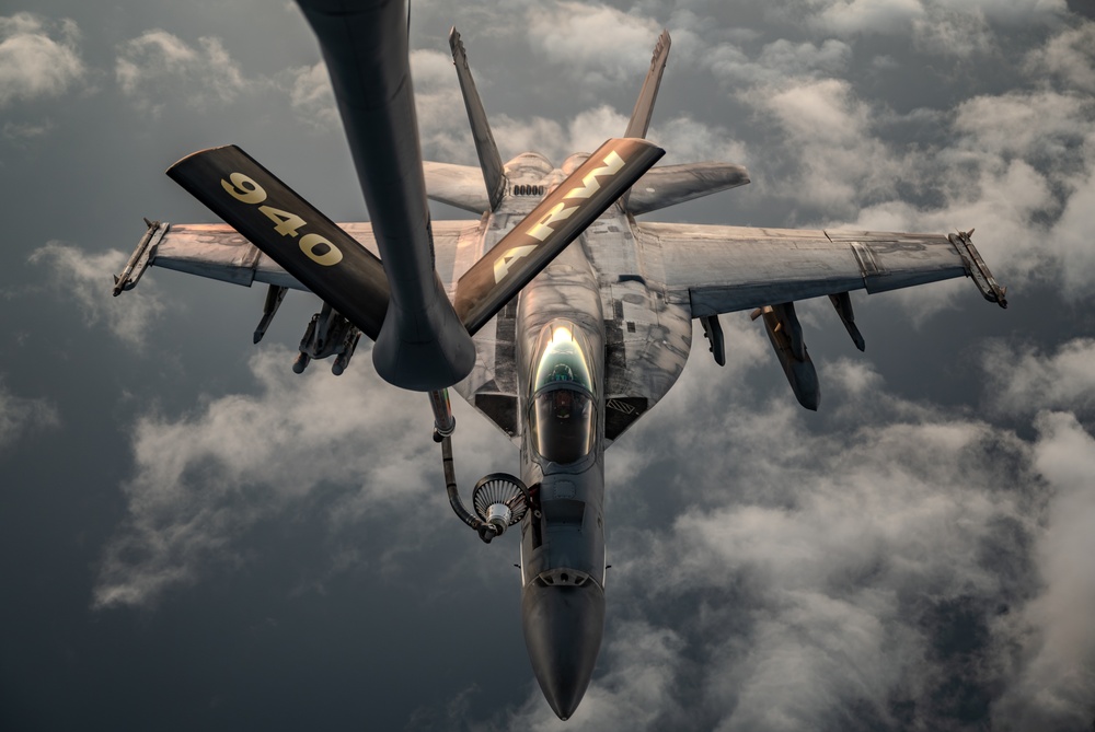 Refueling Super Hornets over U.S. CENTCOM