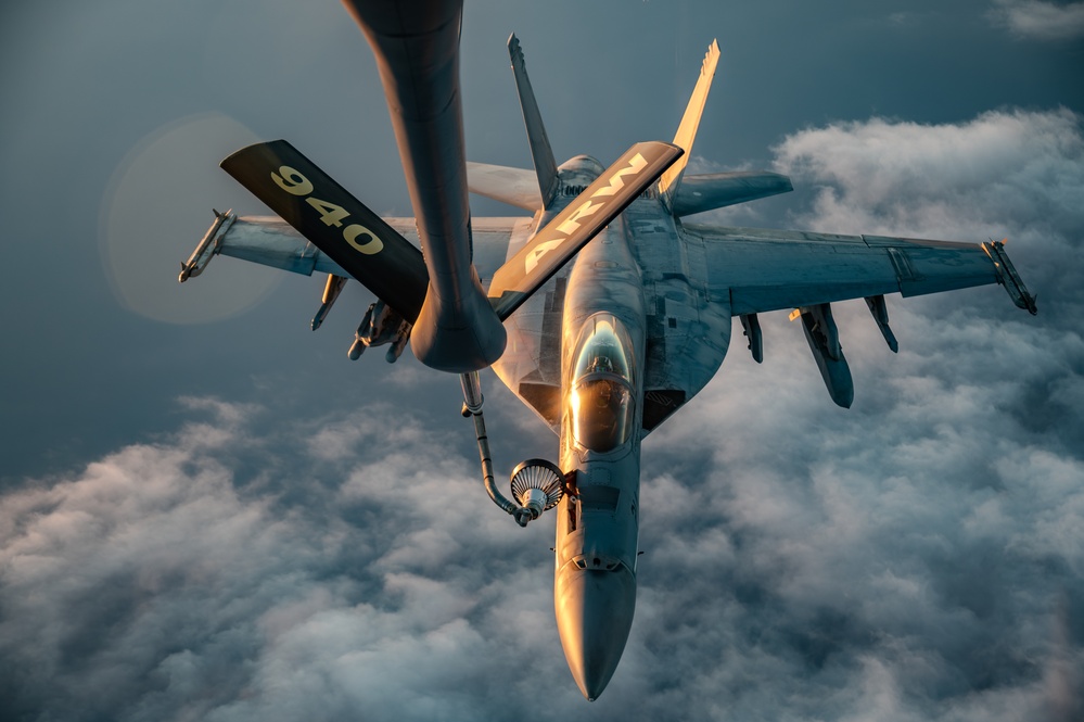 Refueling Super Hornets over U.S. CENTCOM
