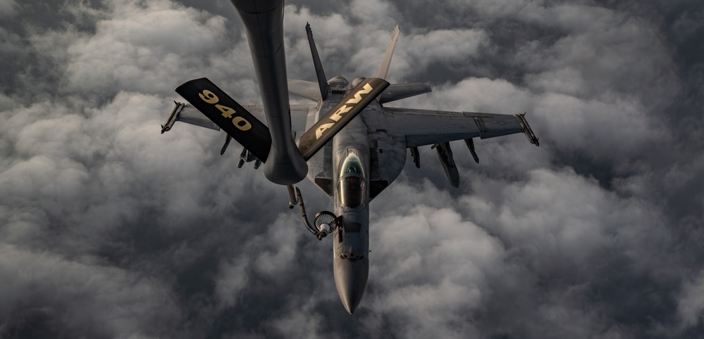 Refueling Super Hornets over U.S. CENTCOM