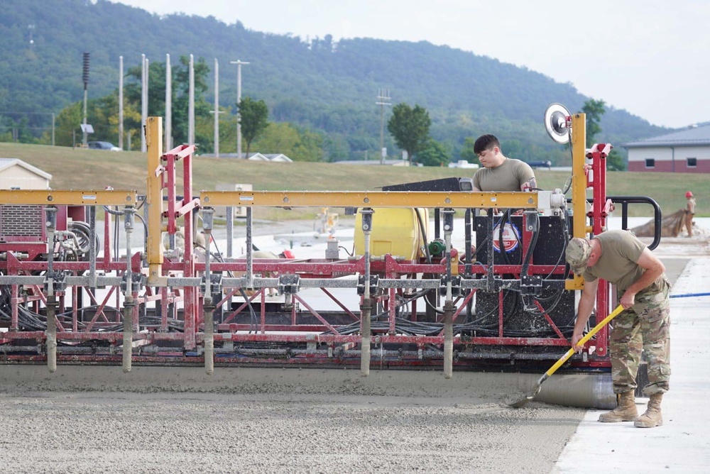 Missouri Airmen pour concrete for new RADR training pad in Pennsylvania