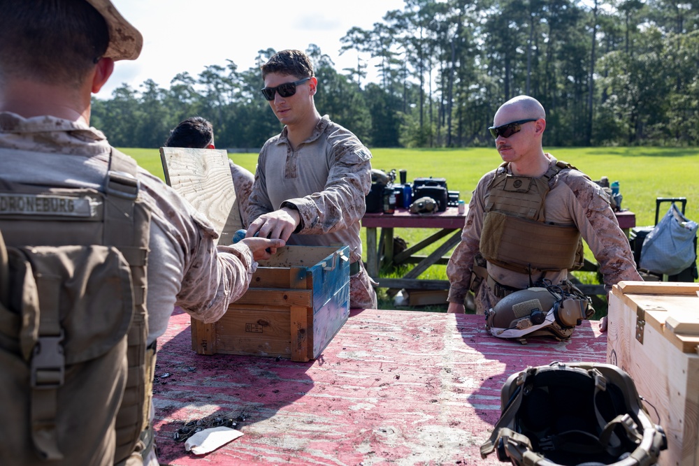 Marines with School of Infantry - East train to throw grenades