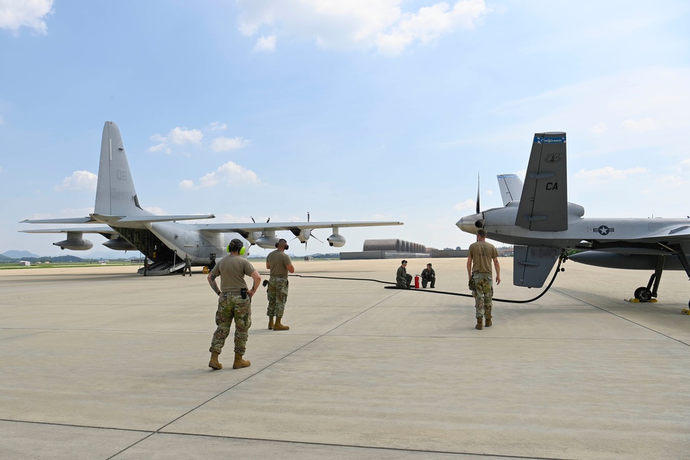 USMC refuels California Air Guard MQ-9 at Gwanju for the first time