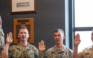 Capt. Robert &amp;quot;Seph&amp;quot; Coats leads reenlistment ceremony in the U.S. Navy Band's historic vestibule