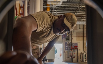 Turn up the heat: HVAC Airmen perform preventative maintenance