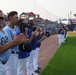 Iowa Cubs and visiting team stand for National Anthem during Guard Night