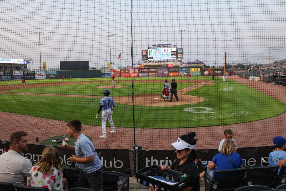 Iowa Cubs in action during annual National Guard Night baseball game