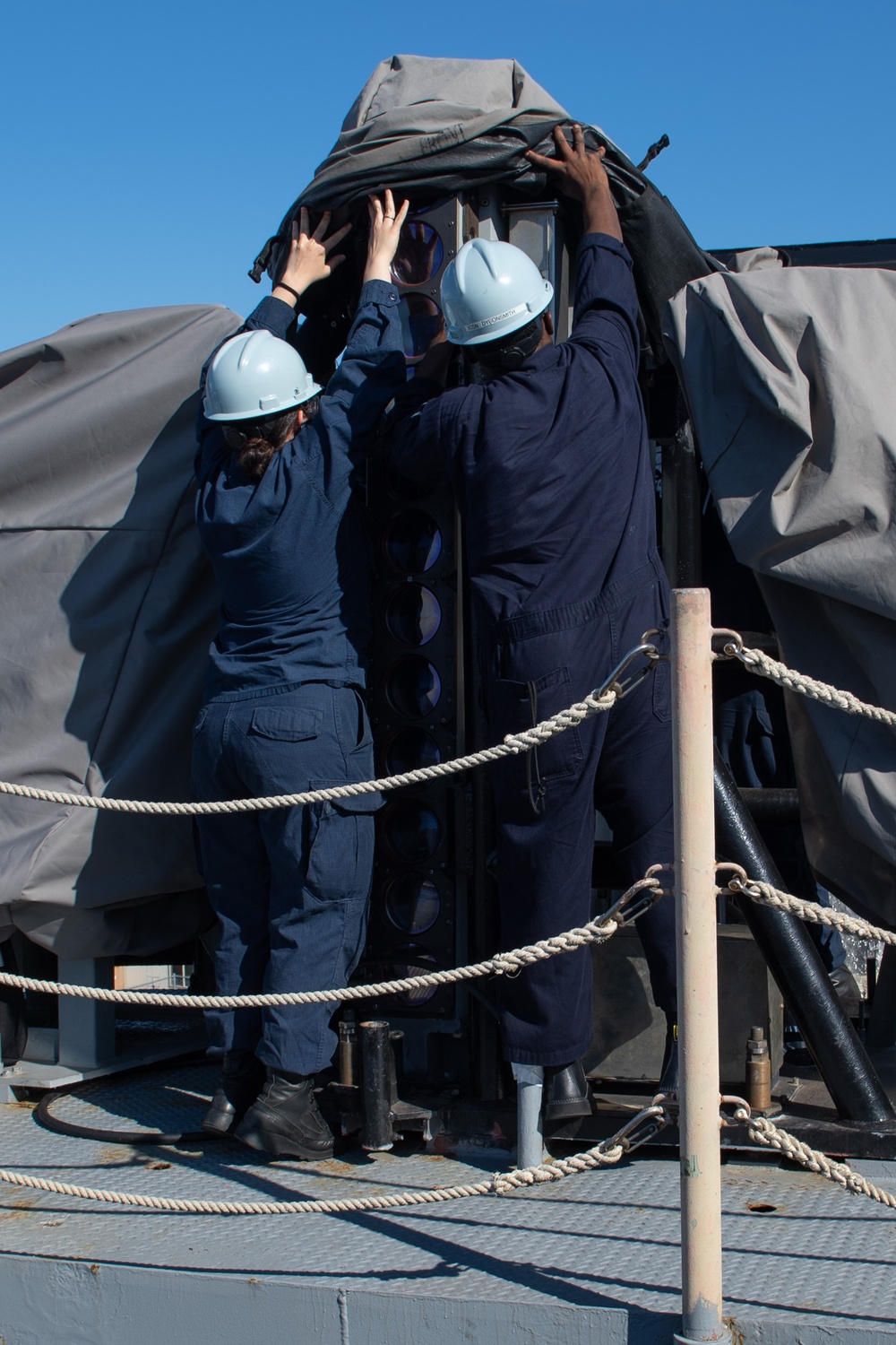 Ronald Reagan Sailors Perform IFLOLS Maintenance
