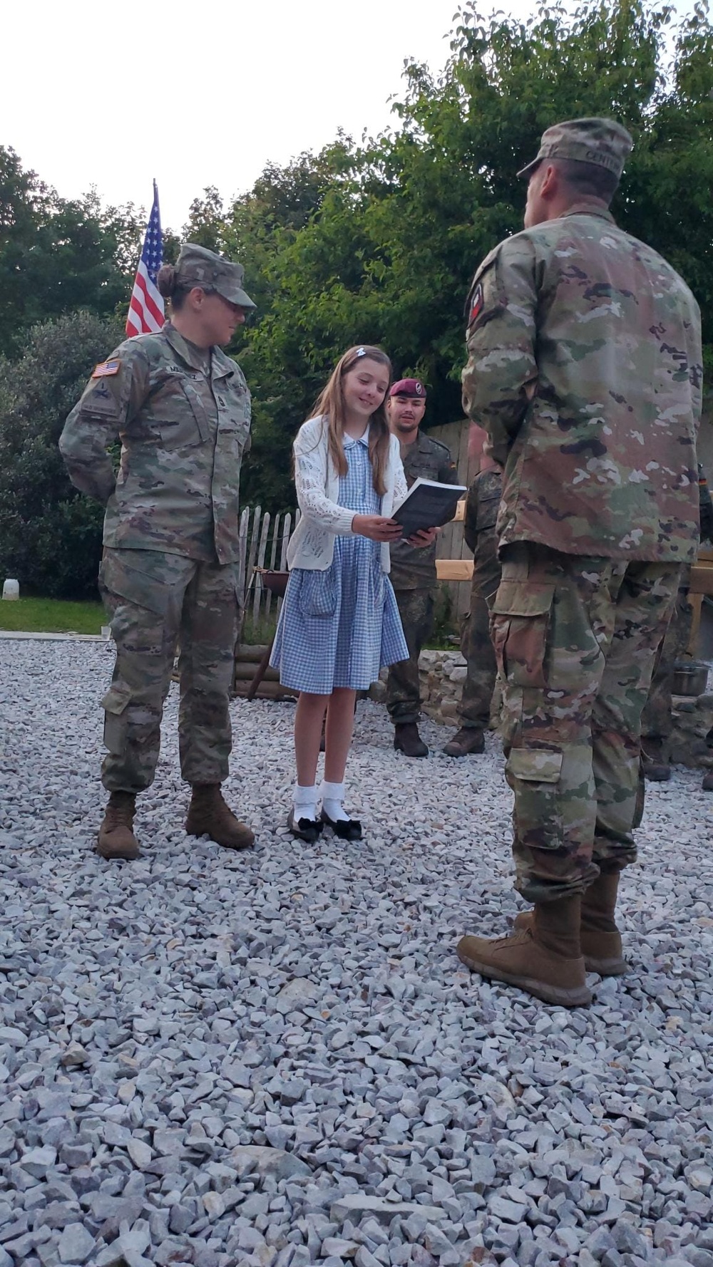 First Army Presents Book to Local Girl