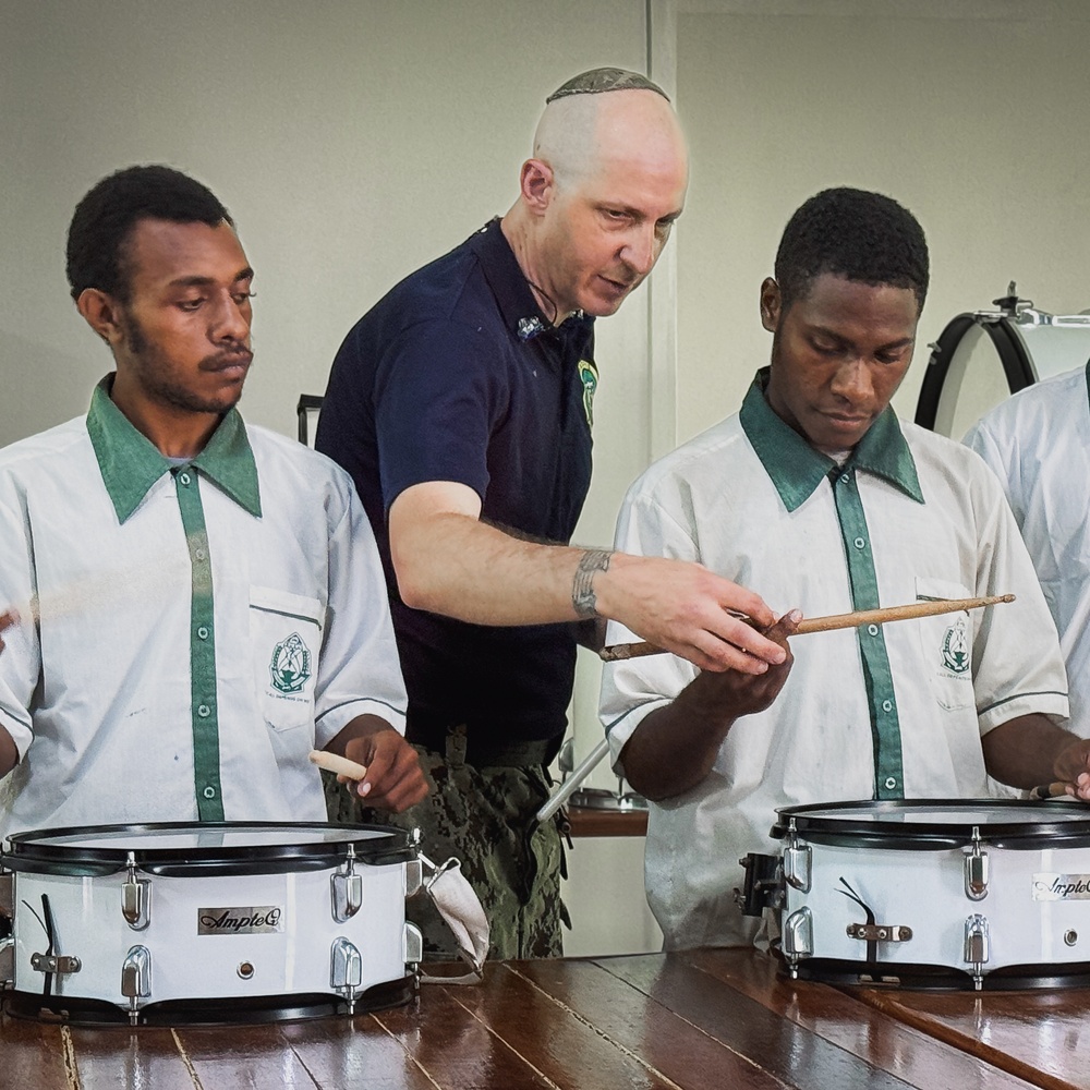 Drummer teaches class