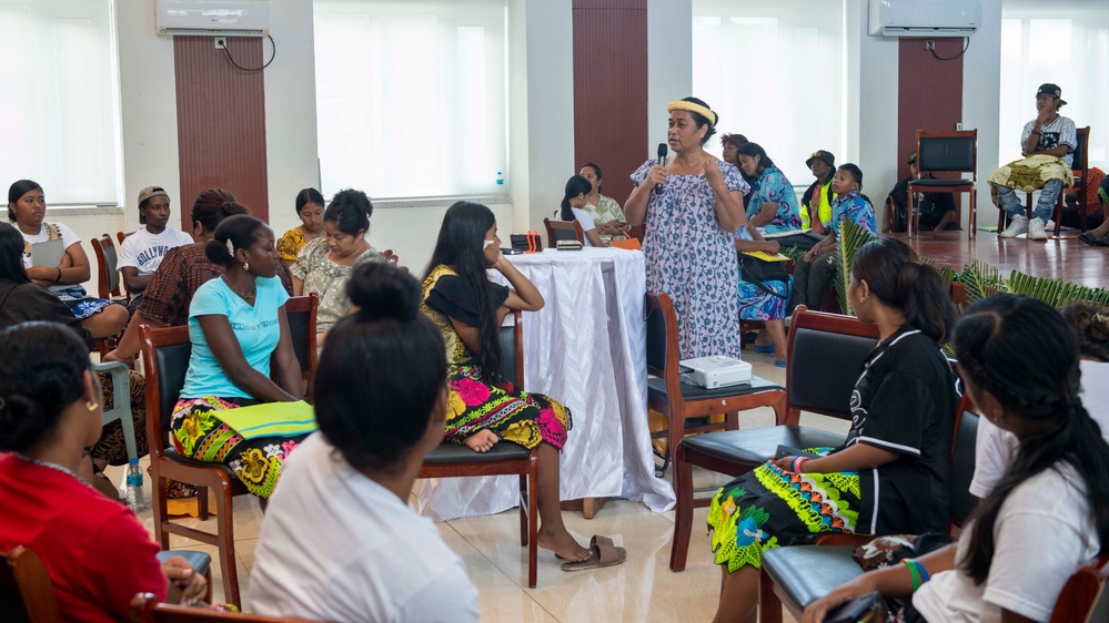 Headline: Pacific Partnership 2025 participates in a Youth Conference at Chuuk State Auditorium August 19, 2025