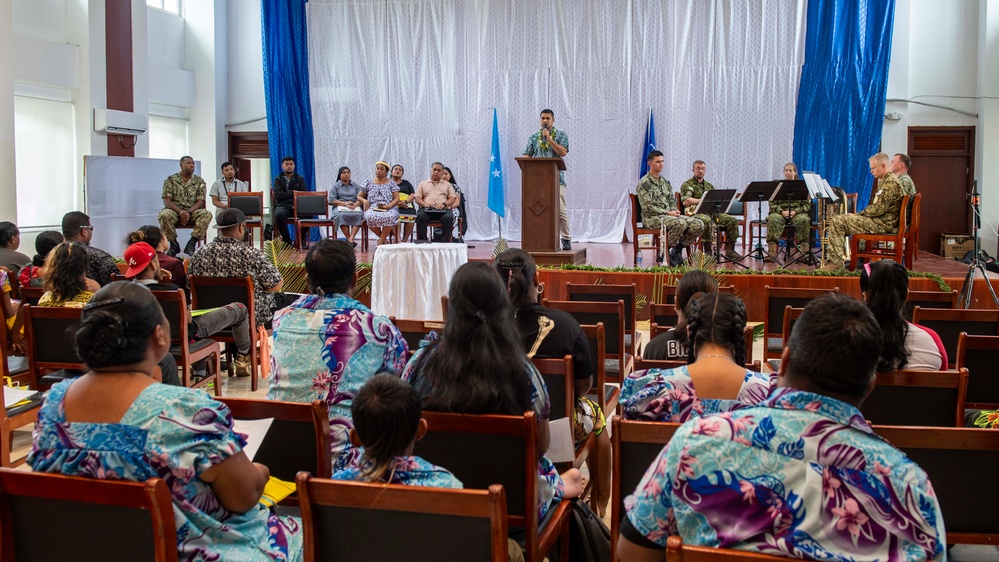Pacific Partnership 2025 multinational servicemembers participates in a Youth Conference at Chuuk State Auditorium August 19, 2025