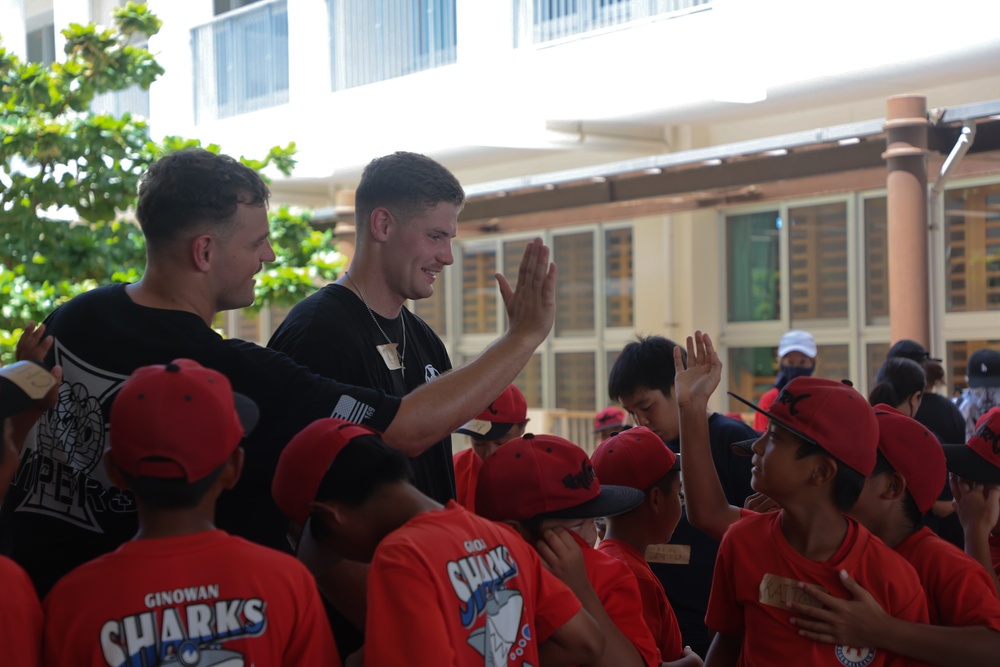 HMLA-169 Marines play baseball with local youth baseball team