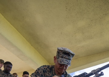 2nd Lt. Jackson teaches MWHS-1 Marines about M240B machine gun