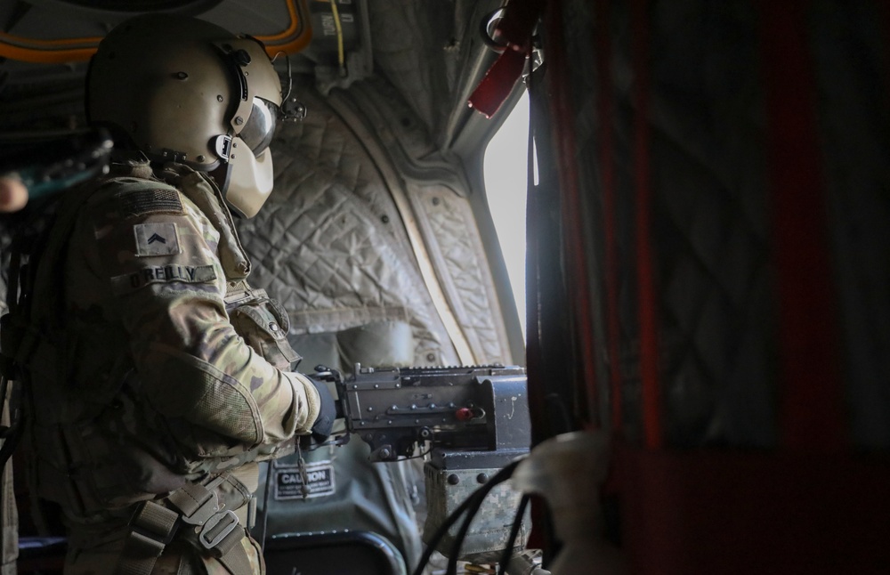 1st Armored Division CH - 47 Chinook Crews Conduct Aerial Gunnery in Bulgaria