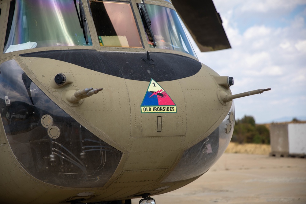 1st Armored Division CH-47 Chinook Crews Conduct Aerial Gunnery in Bulgaria