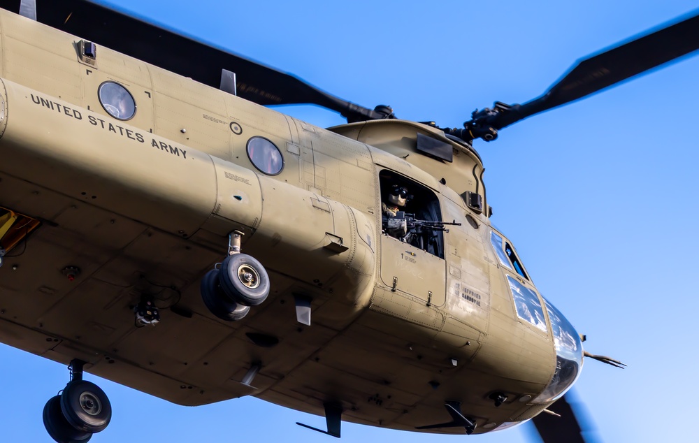1st Armored Division CH-47 Chinook Crews Conduct Aerial Gunnery in Bulgaria