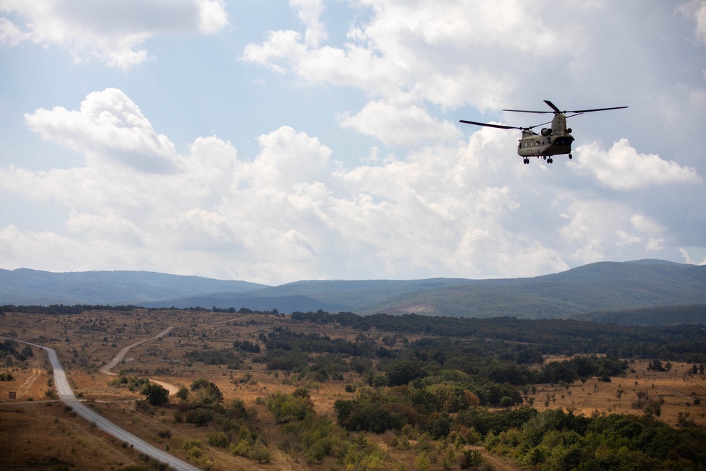 1st Armored Division CH-47 Chinook Crews Conduct Aerial Gunnery in Bulgaria