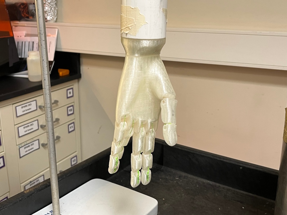 Glove testing made easier. The PTC lab utilizes this 3D open hand model to ensure optimal fit and performance