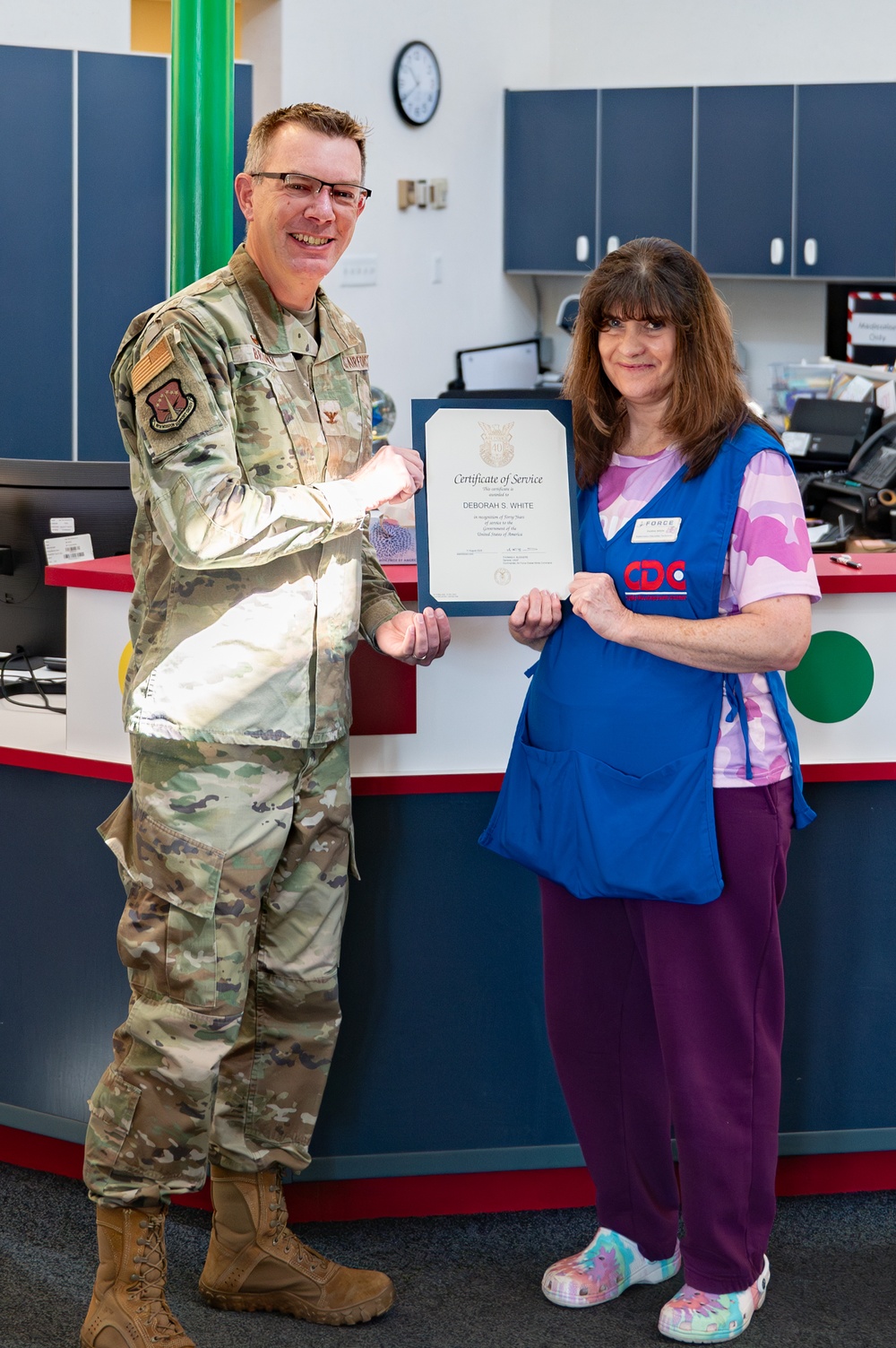 Deborah Whites 40th anniversary working at the child development center at F.E. Warren Air Force Base