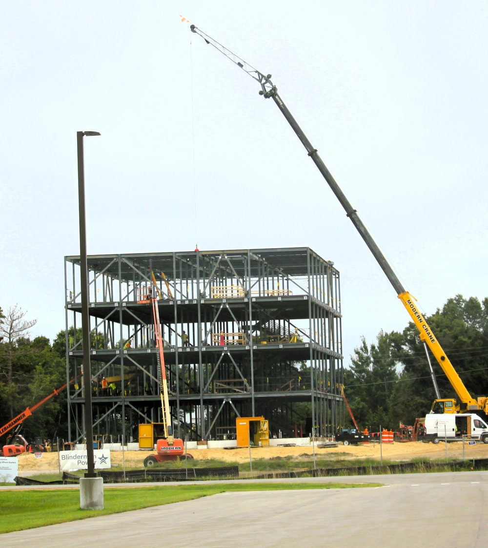 Structural steel framing, foundation work in full swing for $55.75 million Collective Training Officer Quarters Project at Fort McCoy as August continues