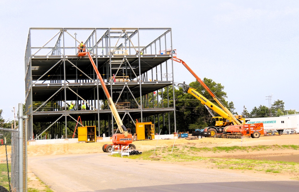 Structural steel framing, foundation work in full swing for $55.75 million Collective Training Officer Quarters Project at Fort McCoy as August continues