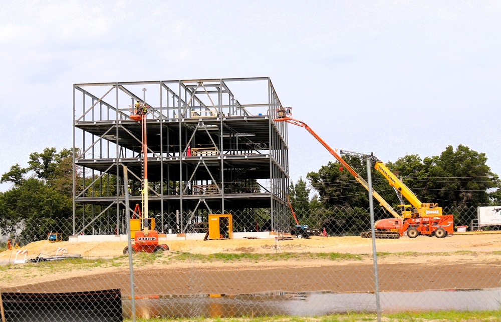 Structural steel framing, foundation work in full swing for $55.75 million Collective Training Officer Quarters Project at Fort McCoy as August continues