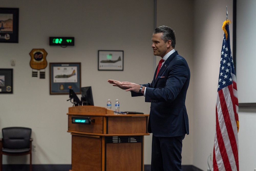 Secretary of Defense speaks with service members at JBER