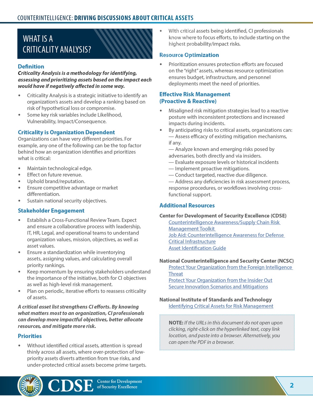 Counterintelligence: Driving Discussions About Critical Assets