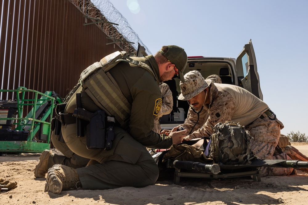 JTF-SB Marines and Sailors conduct medical evacuation training with interagency partners