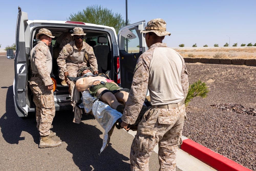 JTF-SB Marines and Sailors conduct medical evacuation training with interagency partners