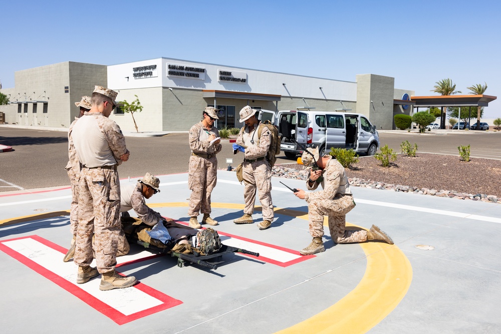 JTF-SB Marines and Sailors conduct medical evacuation training with interagency partners