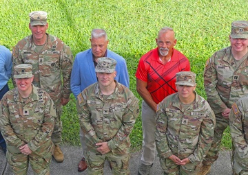 Leaders from U.S. Army Garrison Okinawa, U.S. Army Garrison Japan and various other units and directorates pose for a photo together Aug. 20  at Torii Station, Okinawa, Japan.