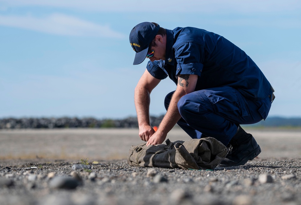 U.S. Coast Guardsmen provide communications support during AE25