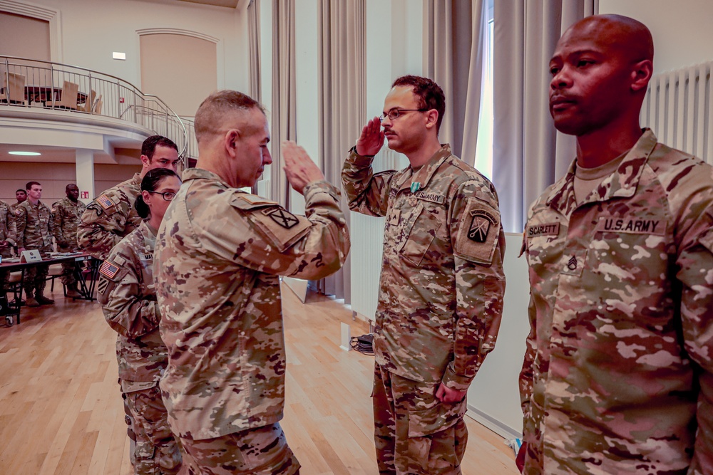 21st TSC Commander Presents Army medal's to 16th Sustainment Brigade Soldiers