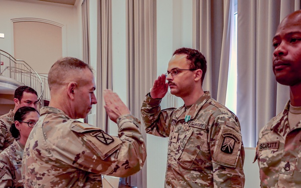 21st TSC Commander Presents Army medal's to 16th Sustainment Brigade Soldiers