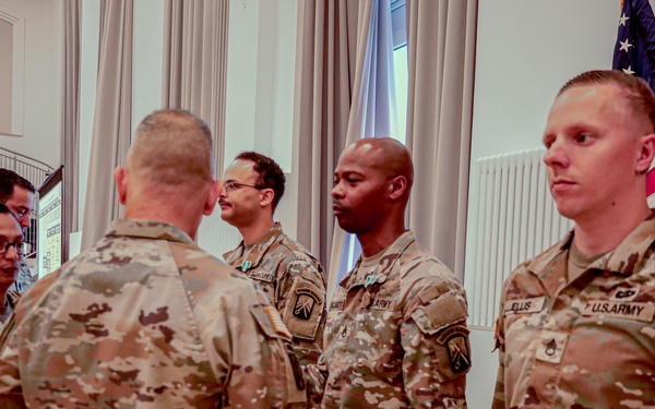 21st TSC Commander Presents Army medal's to 16th Sustainment Brigade Soldier's