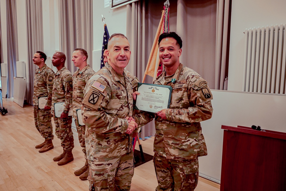 21st TSC Commander Presents Army medals to 16th Sustainment Brigade Soldier's