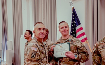 21st TSC Commander Presents Army medals to 16th Sustainment Brigade Soldier's