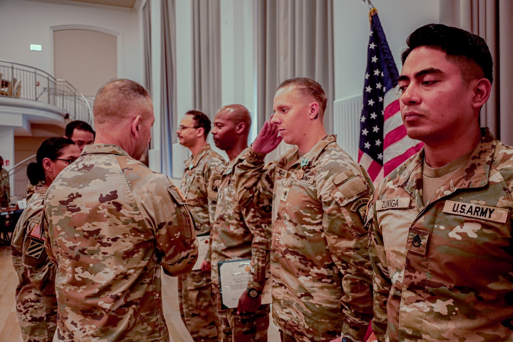 21st TSC Commander Presents Army medals to 16th Sustainment Brigade Soldier's