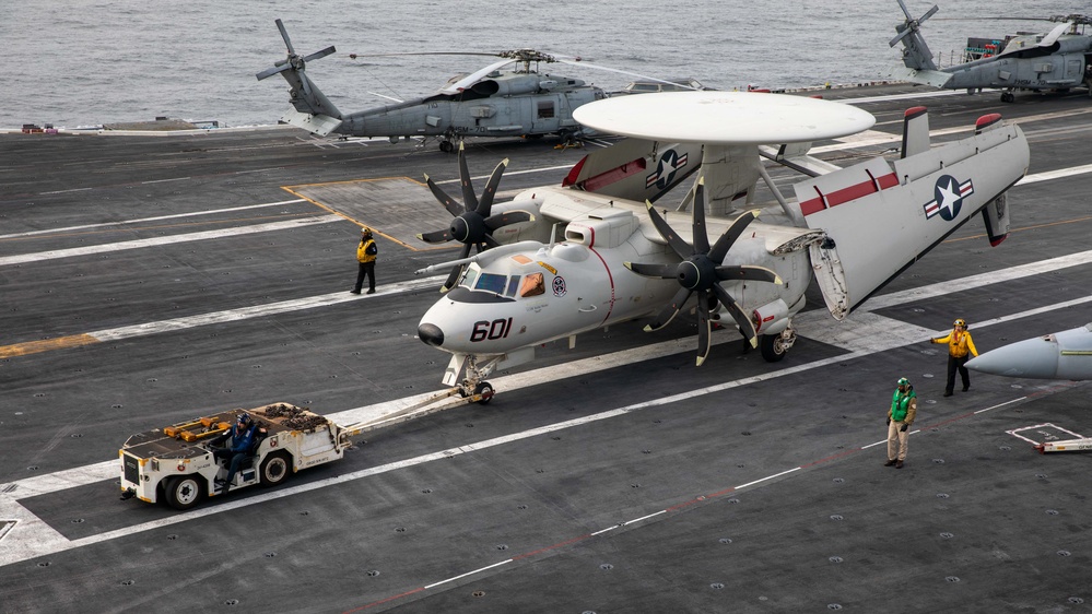 USS Gerald R. Ford (CVN 78) Sailors Reposition Aircraft