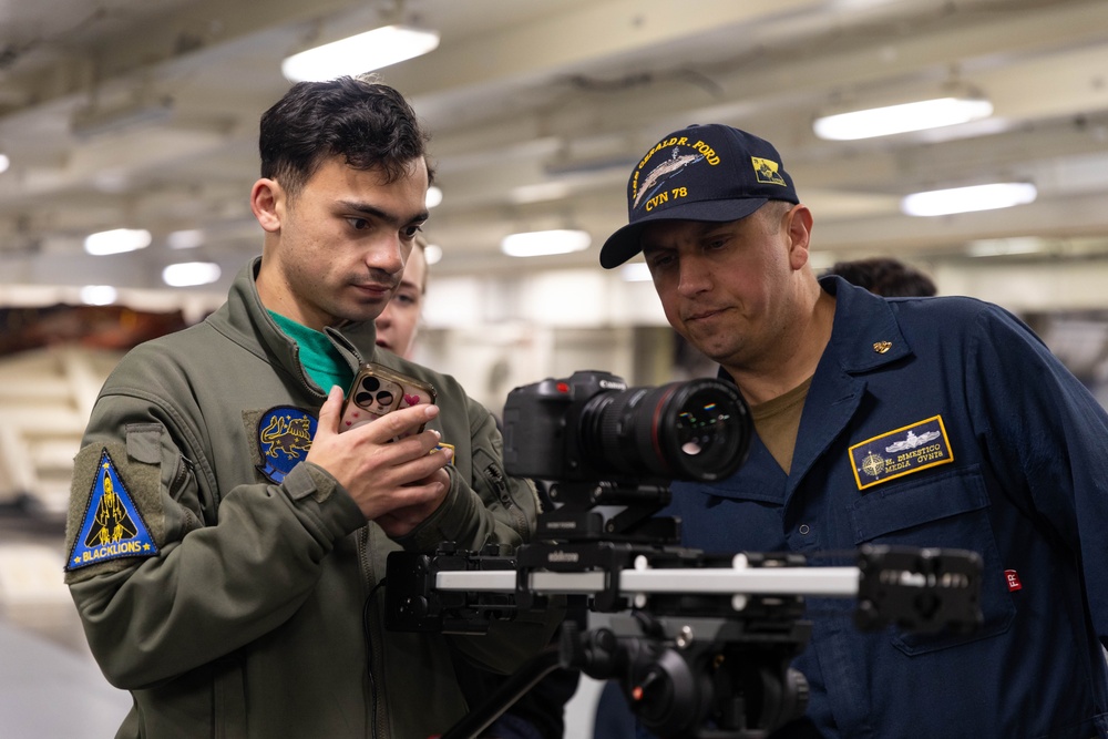 USS Gerald R. Ford (CVN 78) Sailors Conduct a Video Shoot