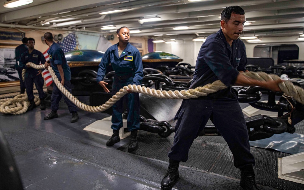 George Washington Sailors Conduct Sea-and-Anchor Evolution