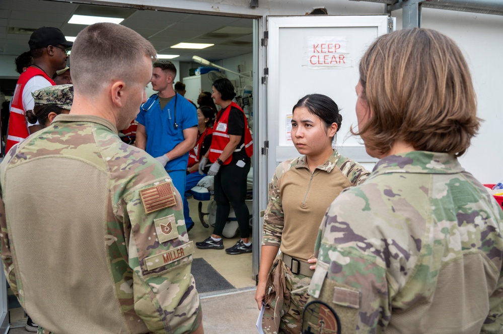 10th Expeditionary Aeromedical Evacuation Flight Direct Patients in Base-Wide Mass Casualty Training Exercise