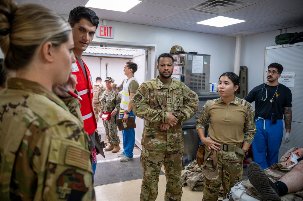 10th Expeditionary Aeromedical Evacuation Flight Direct Patients in Base-Wide Mass Casualty Training Exercise