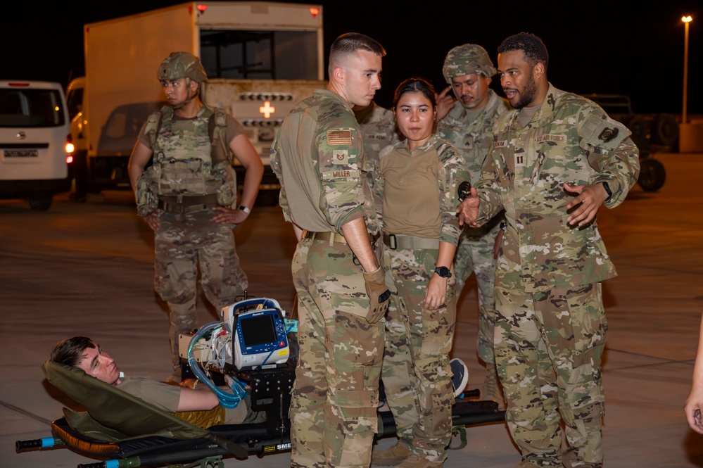 10th Expeditionary Aeromedical Evacuation Flight Direct Patients in Base-Wide Mass Casualty Training Exercise