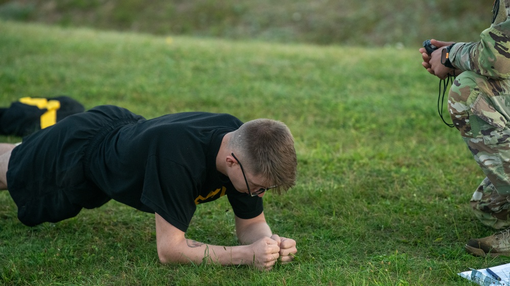 Soldier Holds a Plank Position