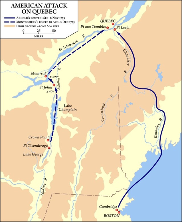 Continental Army Begins Invasion of Quebec (28 AUG 1775)